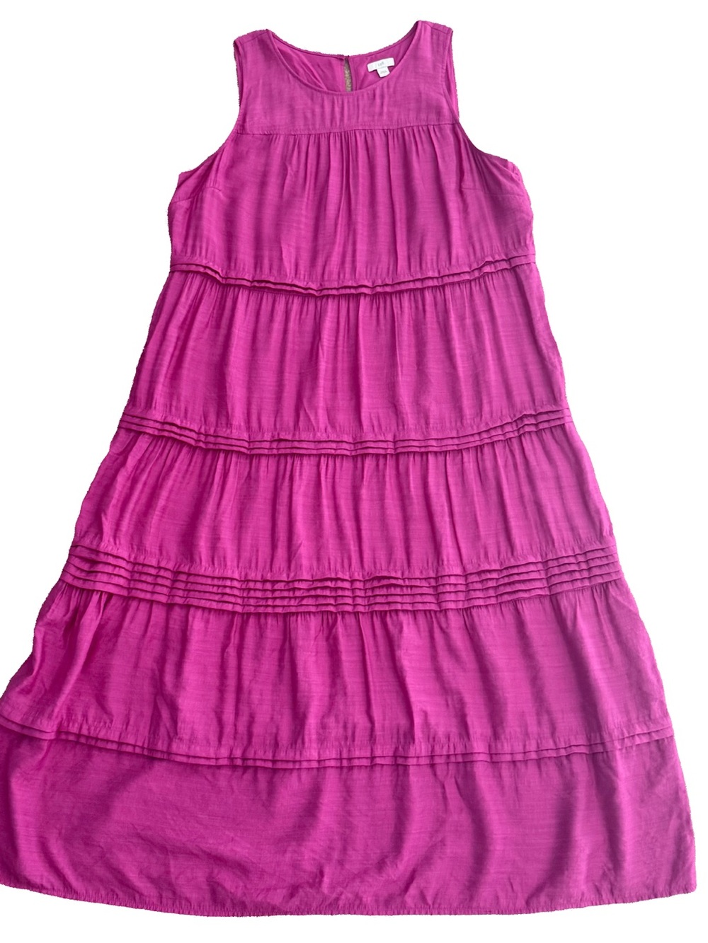 J Jill Raspberry Crush Sleeveless Pintuck Tiered A Line Relaxed Midi Dress Large - Picture 7 of 10